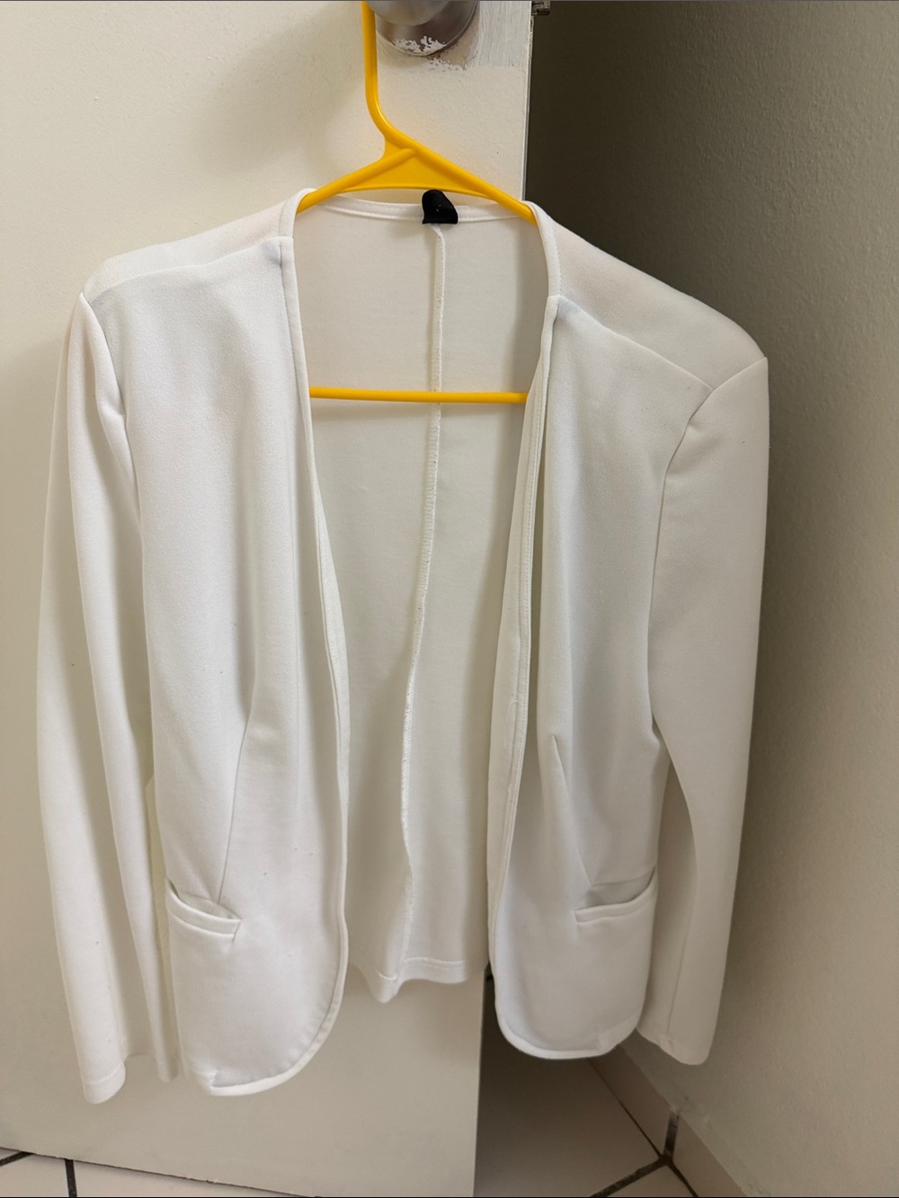 SHEIN White Open-Front Blazer Jacket